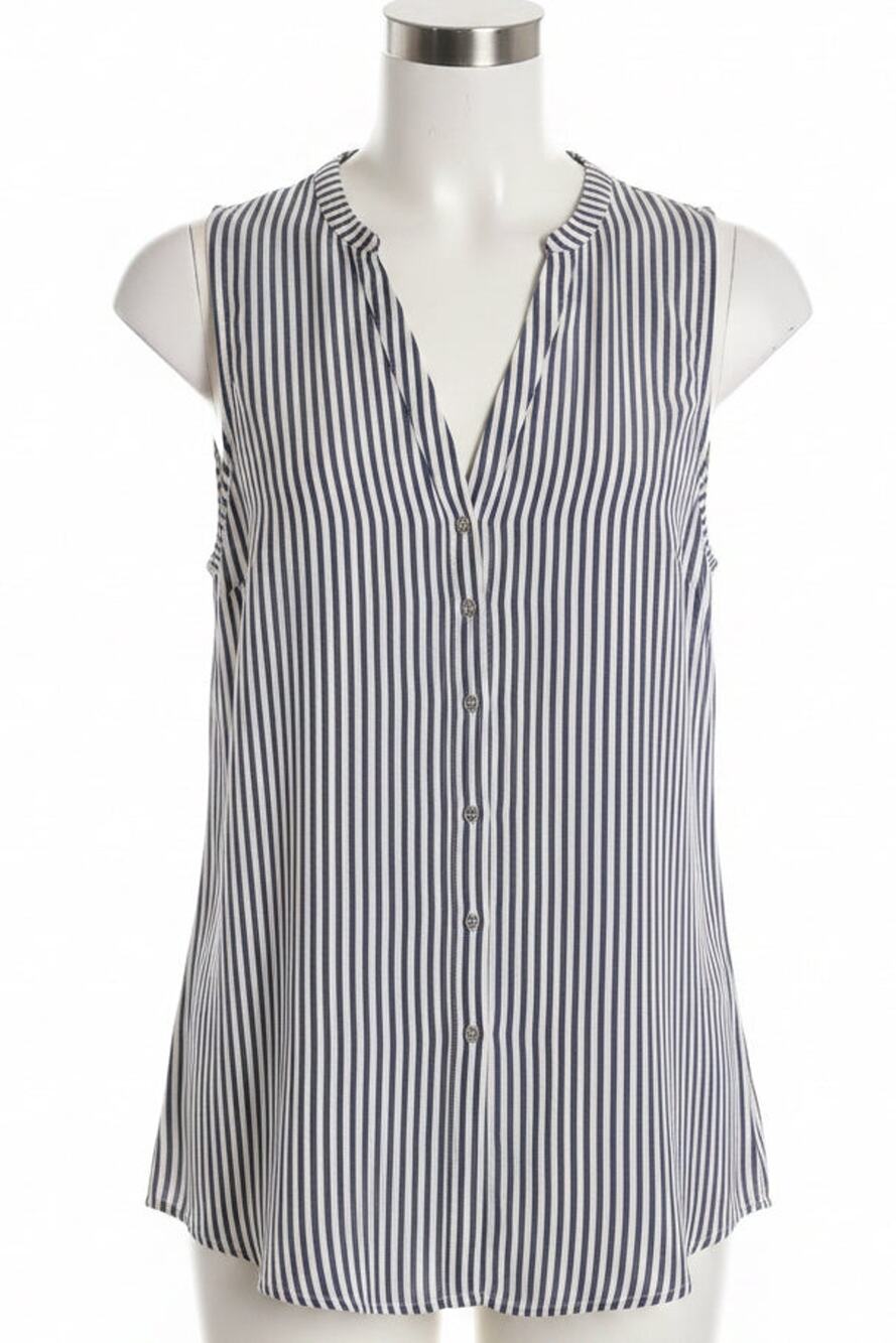Joie Torsten Navy/White Stripe Silk Sleeveless Blouse S